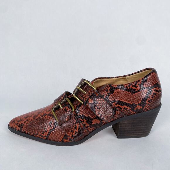 Splendid Carla Snakeskin Ankle Buckle Booties 7.5 - Picture 2 of 7